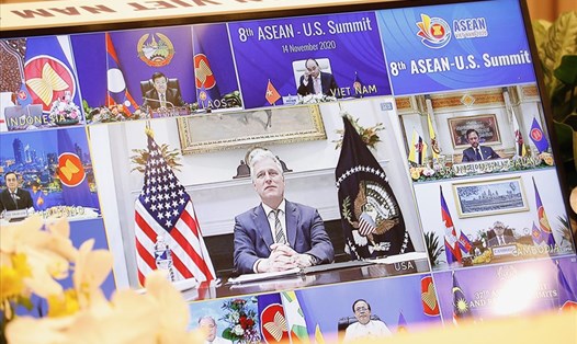 Hội nghị Cấp cao ASEAN-Mỹ lần thứ 8 diễn ra theo hình thức trực tuyến. Ảnh: Bộ Ngoại giao.
