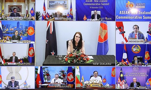 Hội nghị Cấp cao kỷ niệm 45 năm quan hệ ASEAN – New Zealand diễn ra theo hình thức trực tuyến. Ảnh: Bộ Ngoại giao.