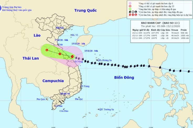 Bão số 13 Vamco gió giật cấp 12, đổ bộ Hà Tĩnh đến Thừa Thiên Huế