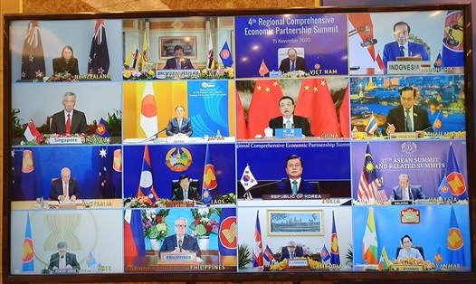Hội nghị Cấp cao Hiệp định Đối tác Kinh tế Toàn diện Khu vực (RCEP) lần thứ 4 diễn ra theo hình thức trực tuyến. Ảnh: Nhật Hạ.