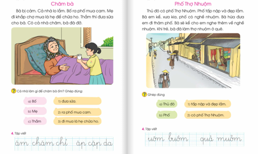 Bài "Quạ và chó" trong Tiếng Việt lớp 1 bộ Cánh Diều được bổ sung thêm bài "Phố Thợ Nhuộm".