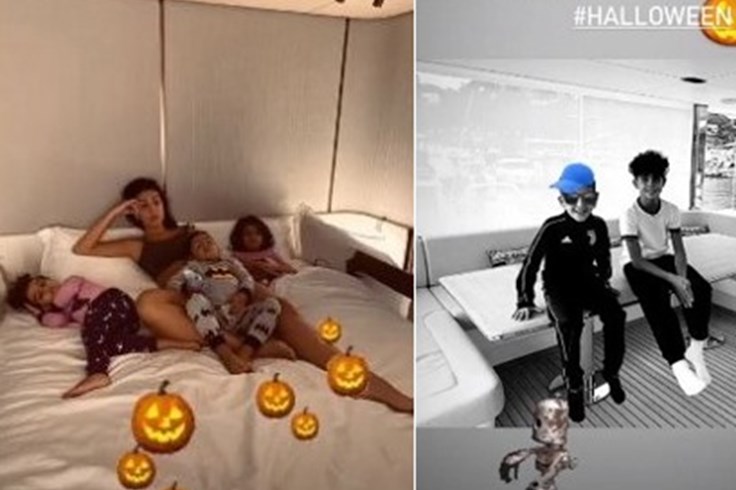 Bạn gái và các con Ronaldo đón Halloween trên du thuyền