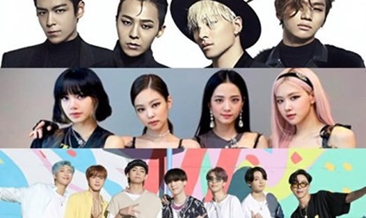 BTS, Big Bang và Blackpink là những nhóm nhạc quyền lực nhất Kpop. Ảnh: MV, poster