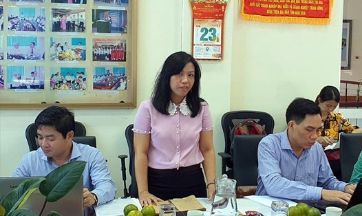 Bà  Hồ Thị Kim Ngân, Phó Trưởng ban Quan hệ Lao Động Tổng LĐLĐ Việt Nam phát biểu tại buổi giám sát (ảnh Nhật Hồ)