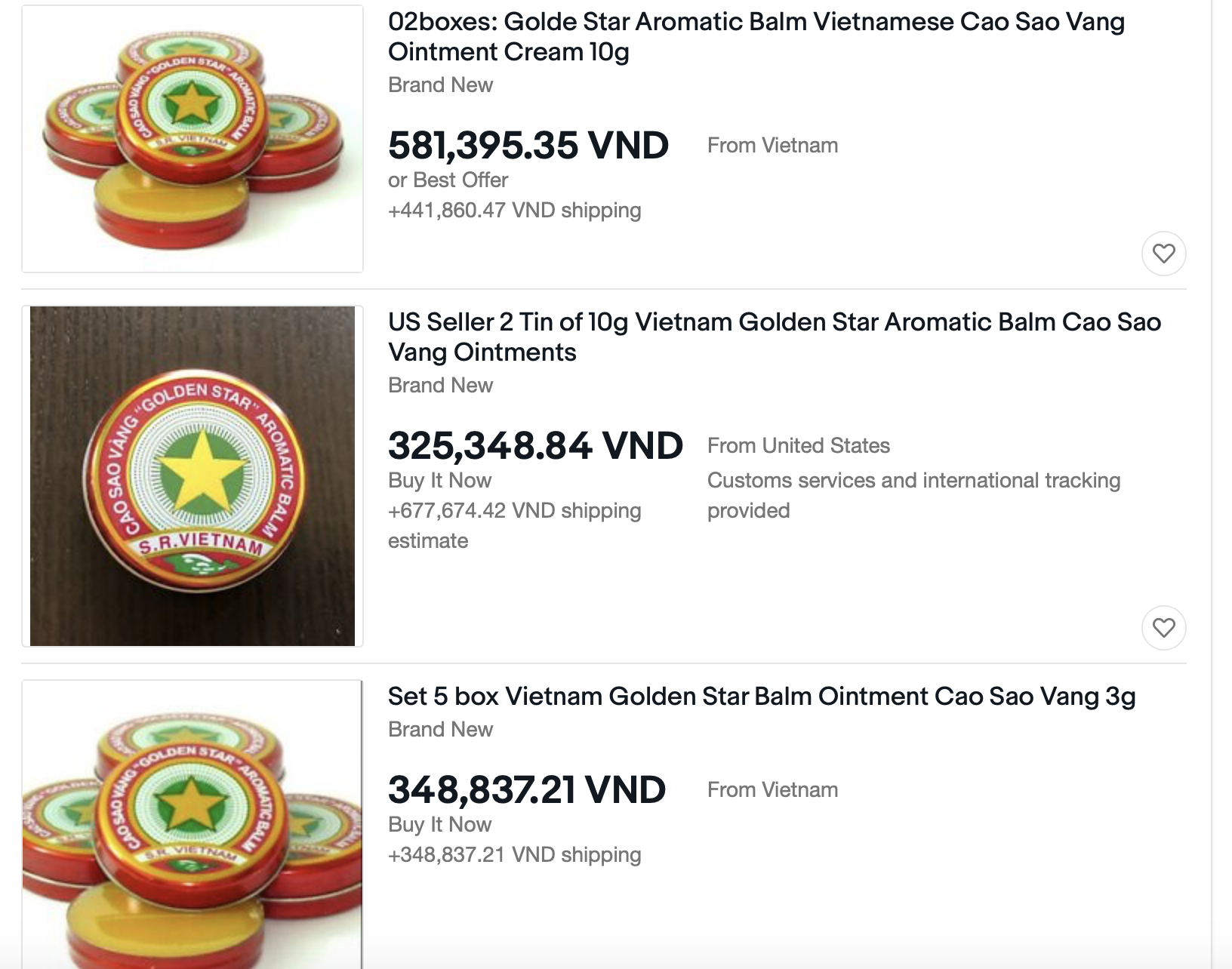 Cao Sao Vàng trên sàn thương mại điện tử lớn.