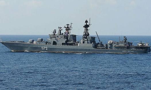 Tàu khu trục chống ngầm Đô đốc Vinogradov của Nga. Ảnh: AFP