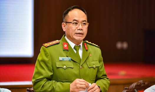 Phó Giám đốc Công an Thành phố Nguyễn Thanh Tùng thông tin tại hội nghị. Ảnh: Phạm Đông
