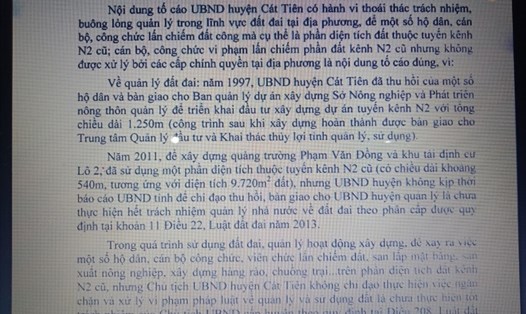 Kết luận của UBND tỉnh Lâm Đồng chỉ ra việc 12 cán bộ ở huyện Cát Tiên lấn chiếm đất công.