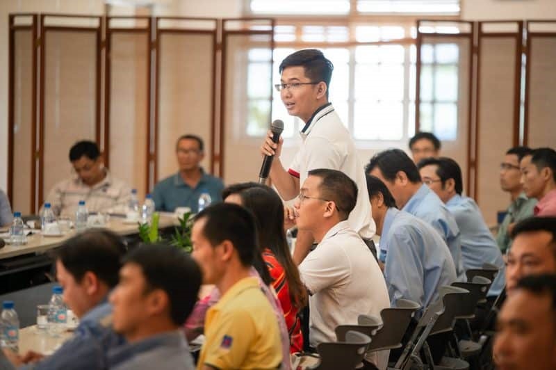 Cán bộ Công đoàn thảo luận tại Tập huấn công tác chính sách pháp luật khu vực Tây Nam Bộ. Ảnh: CĐ DK