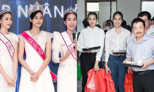 Top 3 Hoa hậu Việt Nam 2020 tại buổi từ thiện đầu tiên. Ảnh: SV