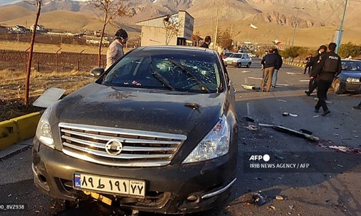 Hiện trường vụ ám sát nhà khoa học hạt nhân hàng đầu Iran Mohsen Fakhrizadeh. Ảnh: AFP.