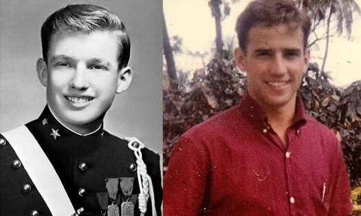 Tổng thống Donald Trump và ứng viên Joe Biden hồi trẻ. Ảnh: Học viện Quân sự New York/JoeBiden.com.