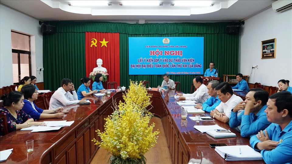 Quang cảnh hội nghị lấy ý kiến góp ý dự thảo các văn kiện Đại hội Đảng. Ảnh: Trường Khoa