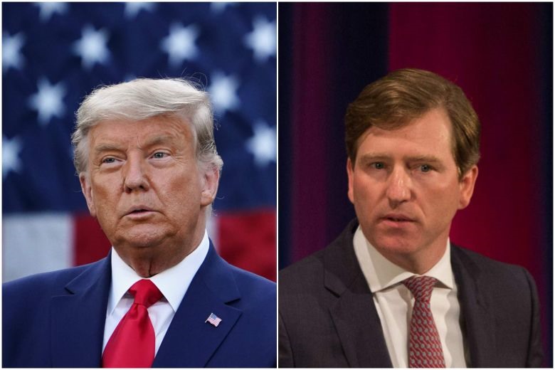 Tổng thống Donald Trump và cựu giám đốc Cơ quan An ninh mạng và Cơ sở hạ tầng (CISA) Chris Krebs. Ảnh: AFP.