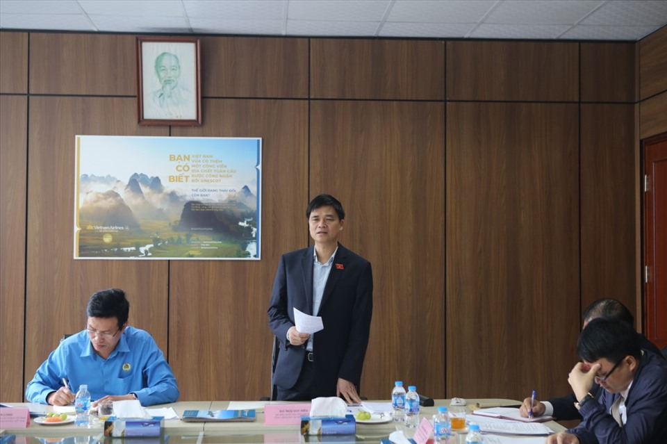 Ông Ngọ Duy Hiểu – Phó Chủ tịch Tổng Liên đoàn Lao động Việt Nam - phát biểu tại buổi làm việc. Ảnh: Bảo Hân.