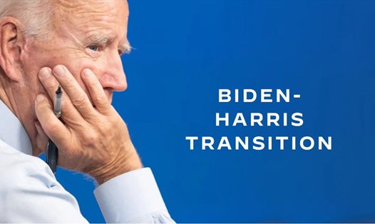 Trang web chính thức của chiến dịch ông Joe Biden - bà Kamala Harris đã bắt đầu thông báo chuyển đổi từ 4.11. Ảnh chụp màn hình.