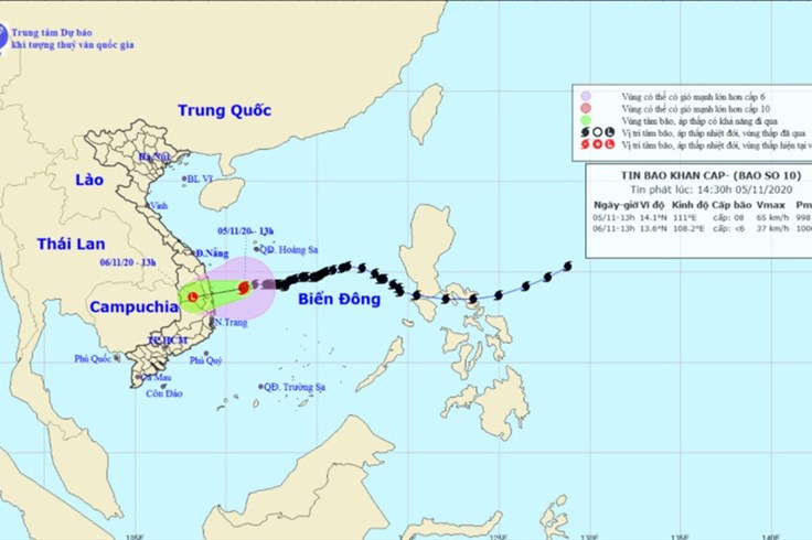 Tin bão mới nhất: Bão số 10 cách Quảng Ngãi đến Phú Yên 210km, giật cấp 10