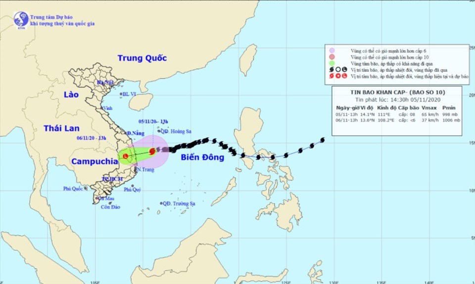 Tin bão mới nhất: Bão số 10 giật cấp 10, cách Quảng Ngãi đến Phú Yên 210km.