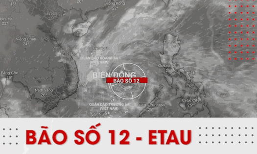 Tin bão mới nhất: Đêm qua áp thấp nhiệt đới trên khu vực giữa Biển Đông đã mạnh lên thành bão - Cơn bão số 12 trong năm 2020, có tên quốc tế là Etau.