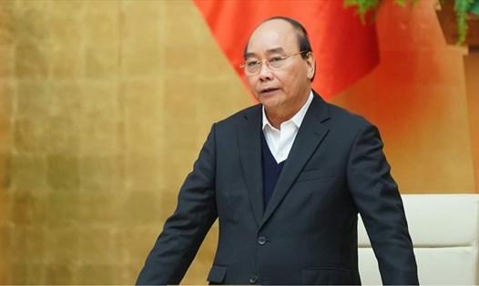 Thủ tướng Chính phủ Nguyễn Xuân Phúc phát biểu tại cuộc họp Thường trực Chính phủ về phòng, chống dịch COVID-19. Ảnh PV