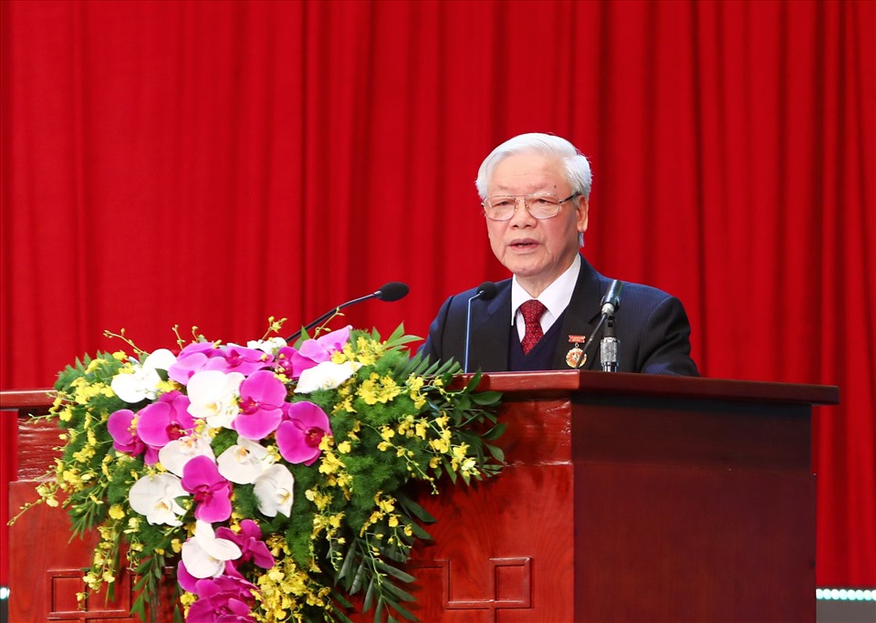 Tổng Bí thư, Chủ tịch Nước Nguyễn Phú Trọng phát biểu tại Đại hội Thi đua yêu nước toàn quốc lần thứ X. Ảnh: Tô Thế