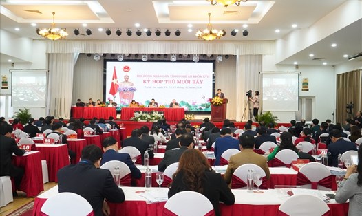 Toàn cảnh phiên khai mạc kỳ họp thứ 17 HĐND tỉnh Nghệ An khóa XVII, nhiệm kỳ 2016 - 2021. Ảnh: Quang Đại