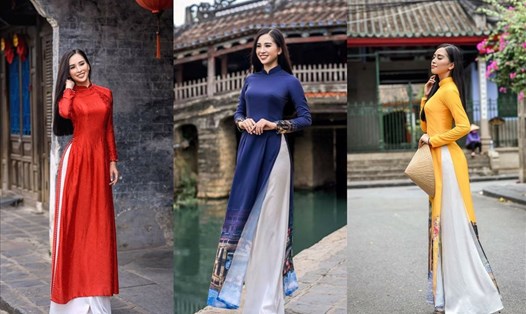 Hoa hậu Việt Nam Tiểu Vy nền nã trong tà áo dài. Ảnh: SV