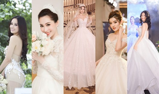 Các Á hậu, Hoa hậu Việt Nam lộng lẫy như những nàng công chúa khi diễn váy cưới. Ảnh: NVCC