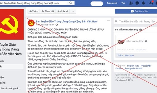 Facebook giả mạo Fanpage của Ban Tuyên giáo Trung ương. Ảnh chụp màn hình.