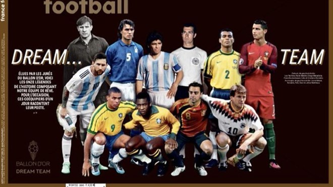 Messi is alongside Ronaldo in the best team of all time