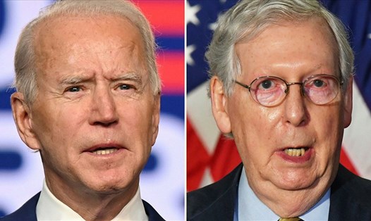 Ông Joe Biden muốn phế truất ghế lãnh đạo đảng Cộng hòa tại Thượng viện của ông Mitch McConnell (phải). Ảnh: AFP