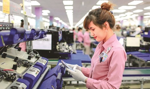 Dây chuyền sản xuất tại Nhà máy Samsung Bắc Ninh. Ảnh: H.N