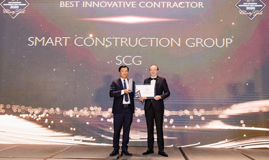 Công ty Cổ phần xây dựng SCG (Smart Construction Group) nhận giải thưởng Best Innovative Contractor Southeast Asia 2020 - Nhà thầu xây dựng đột phá nhất Đông Nam Á 2020. Nguồn: Sunshine