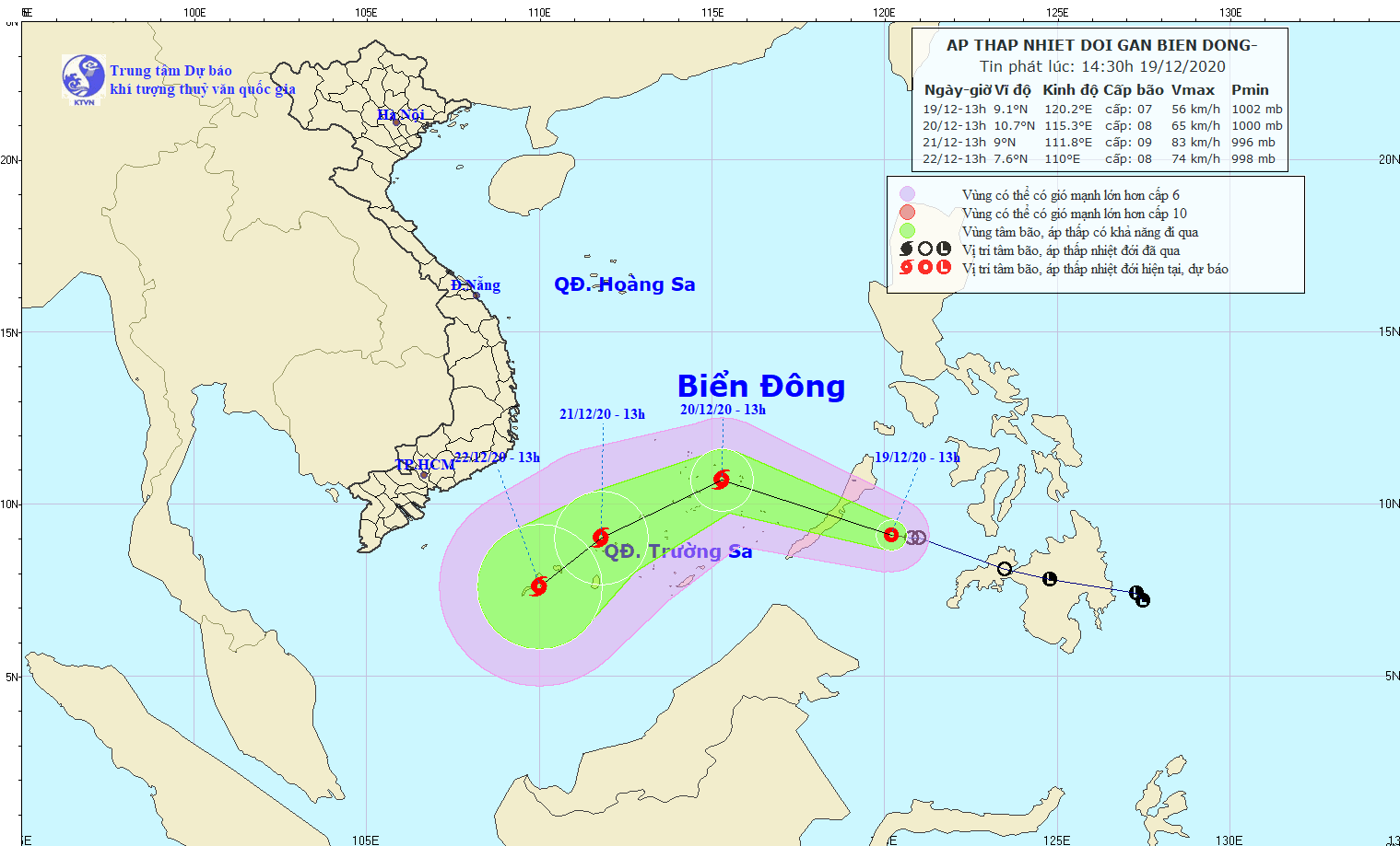 Tin bão mới nhất: Áp thấp nhiệt đới đã mạnh lên thành bão số 14 Krovanh