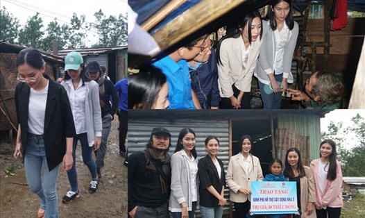 Ban tổ chức Hoa hậu Việt Nam đến thăm từng nhà người dân ở Quảng Nam. Ảnh: SV.