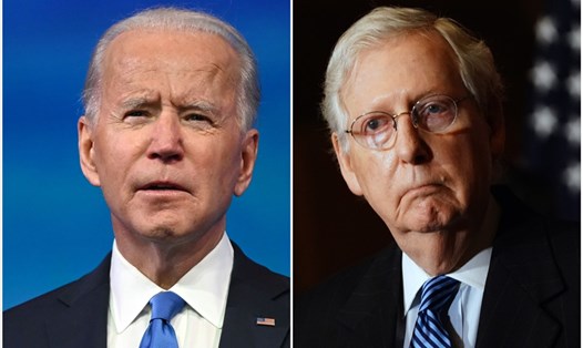 Tổng thống đắc cử Joe Biden và lãnh đạo đảng Cộng hòa tại Thượng viện Mitch McConnell. Ảnh: AFP