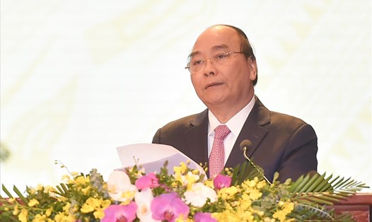 Thủ tướng phát biểu tại Đại hội đại biểu toàn quốc Liên minh Hợp tác xã Việt Nam. Ảnh Quang Hiếu