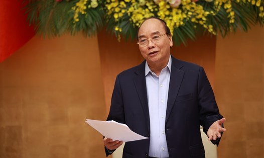 Thủ tướng Chính phủ Nguyễn Xuân Phúc phát biểu kết luận buổi làm việc. Ảnh: Hải Nguyễn.
