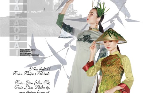 Một bộ sưu tập trình diễn trong Festival Áo dài Quảng Ninh 2020. Ảnh: MHCC