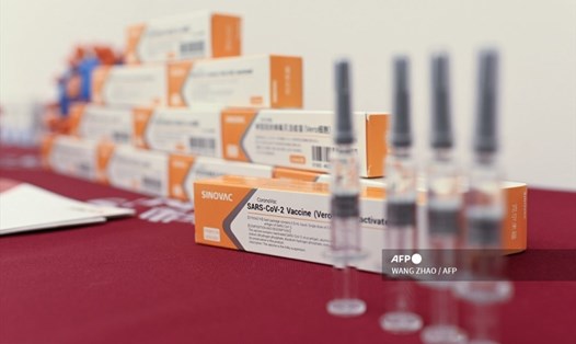Công ty vaccine Sinovac Biotech, một trong 11 công ty Trung Quốc được chấp thuận cho thử nghiệm lâm sàng vaccine COVID-19,  trưng bày các sản phẩm trong một nhà máy mới được xây dựng để sản xuất vaccine COVID-19 ở Bắc Kinh. Ảnh: AFP.