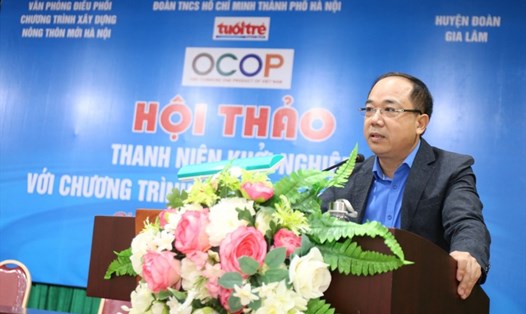 Ông Nguyễn Mạnh Hưng - TBT báo Tuổi trẻ Thủ đô phát biểu khai mạc Hội thảo. Ảnh: TTTĐ