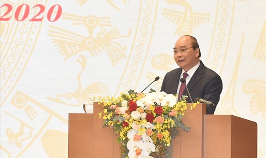 Thủ tướng Nguyễn Xuân Phúc phát biểu khai mạc Hội nghị. Ảnh: Quang Hiếu