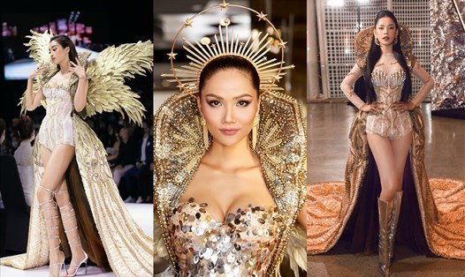 Hoa hậu Việt Nam Đỗ Mỹ Linh, Chi Pu, H'hen Niê gây sốt khi diện chung 1 thiết kế. Ảnh: NSCC.