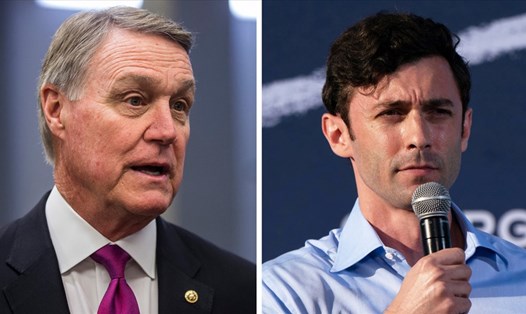 Thượng nghị sĩ đảng Cộng hòa David Perdue của Georgia (trái) đấu với ứng viên đảng Dân chủ Jon Ossoff. Ảnh: AFP