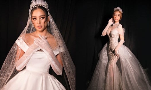 Hoa hậu Việt Nam Tiểu Vy, Á hậu Kiều Loan xinh đẹp, cuốn hút trong chiếc váy cưới. Ảnh: NSCC.