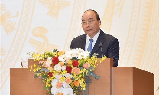 Thủ tướng Nguyễn Xuân Phúc phát biểu kết luận Hội nghị. Ảnh: Quang Hiếu