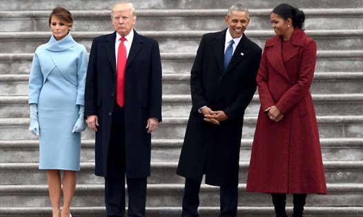 Tổng thống Donald Trump và Đệ nhất phu nhân Melania Trump, cựu Tổng thống Barack Obama và phu nhân Michelle Obama đều lọt top 10 người đàn ông và người phụ nữ được ngưỡng mộ nhất năm 2020. Ảnh: AFP