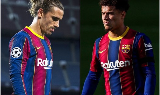 Antoine Griezmann và Philippe Coutinho vẫn chưa thoát khỏi cơn ác mộng của họ ở Barca. Ảnh: AFP
