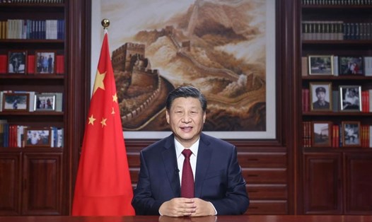 Chủ tịch Trung Quốc Tập Cận Bình phát biểu mừng năm mới 2021 hôm 31.12.2020. Ảnh: Tân Hoa Xã.