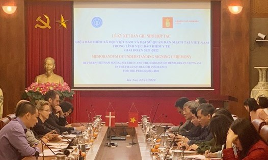 Toàn cảnh buổi Lễ ký kết bản ghi nhớ hợp tác giữa BHXH Việt Nam và Đại sứ quán Đan Mạch.
